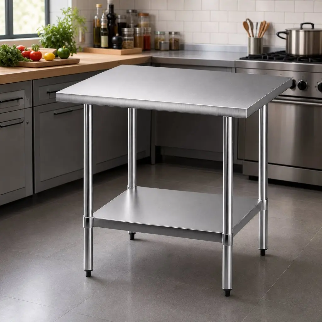 Stainless Steel Kitchen Work Bench 914x762mm Commercial Grade Prep Table with