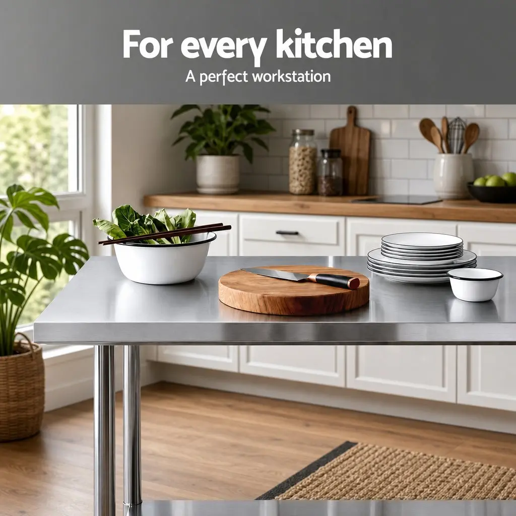 Stainless Steel Kitchen Work Bench 914x762mm Commercial Grade Prep Table with