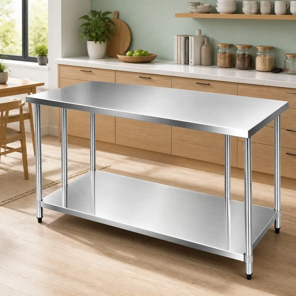 Stainless Steel Kitchen Bench Work Top 1829x760mm Commercial Grade Prep Table Silver
