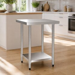 Stainless Steel Kitchen Work Bench 610x610mm Commercial Grade Prep Table Silver