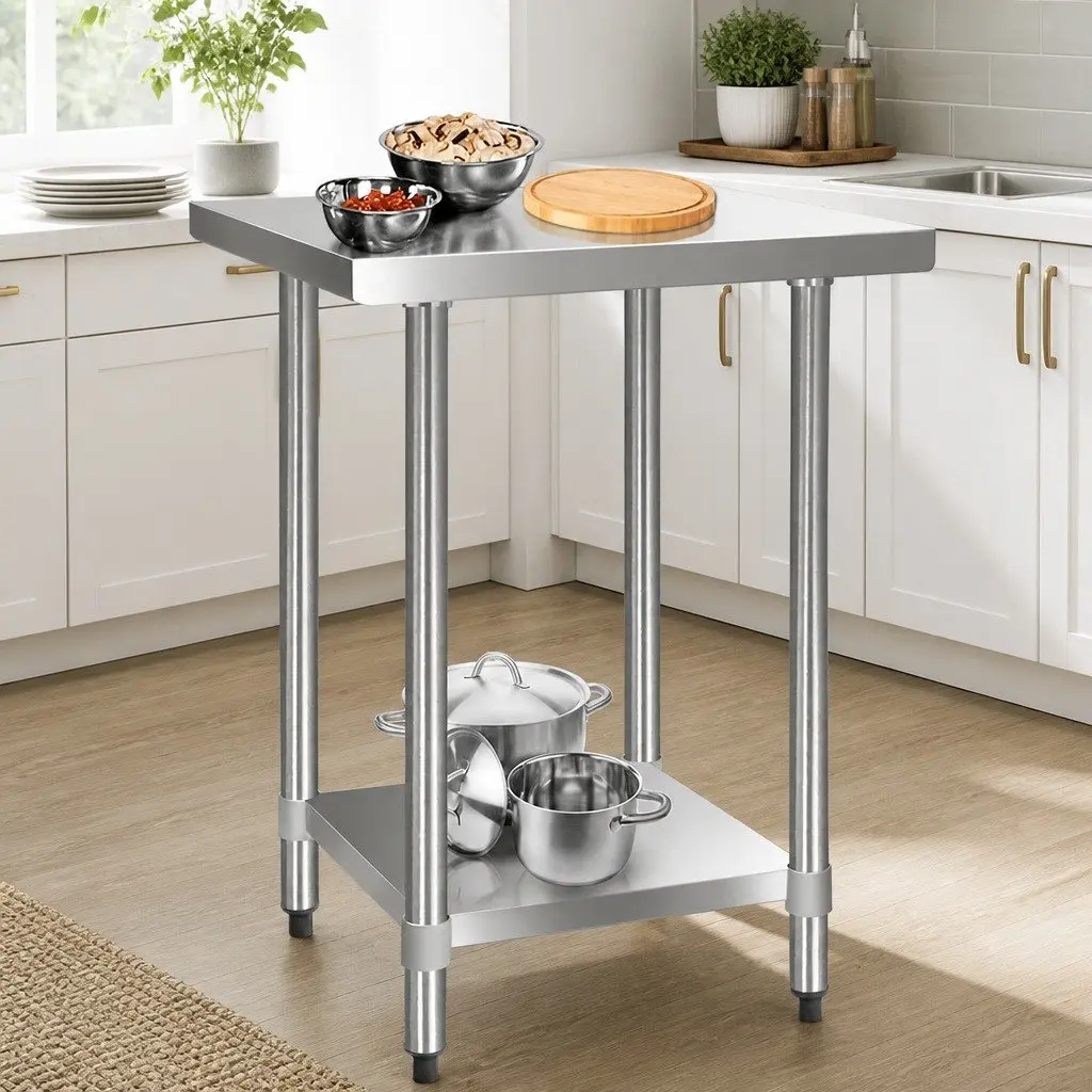 Stainless Steel Kitchen Work Bench 610x610mm Commercial Grade Prep Table Silver