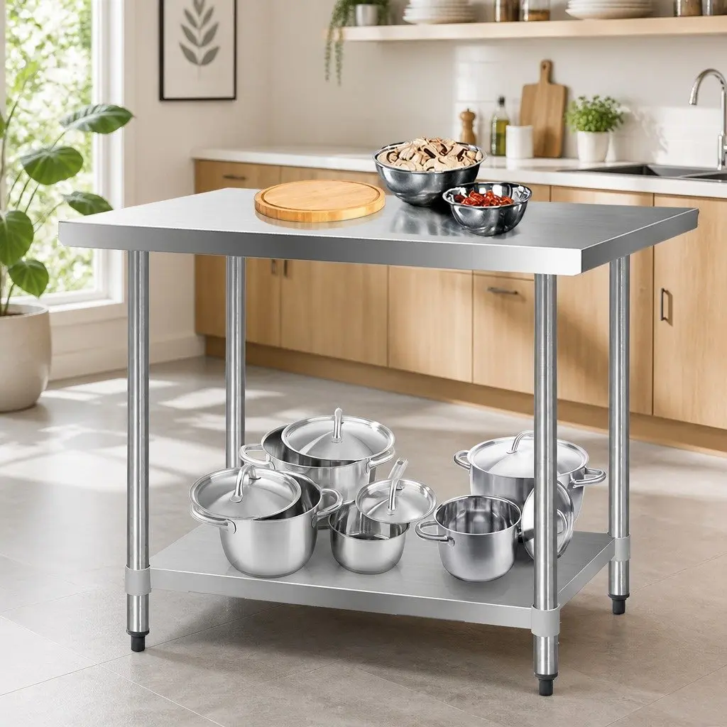 Stainless Steel Work Bench Kitchen Prep Table 1219x610mm Commercial Home