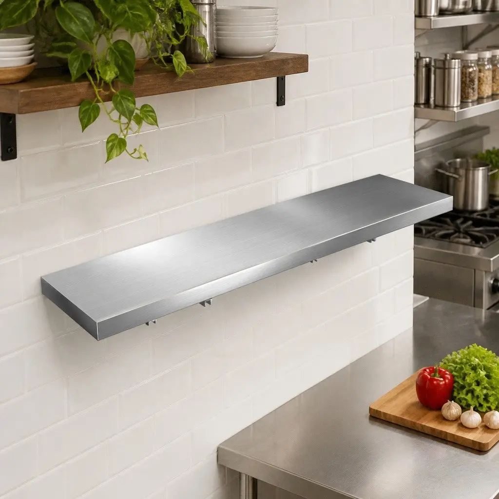 Wall Shelf Stainless Steel Kitchen Storage Rack 1200x300mm Commercial Floating