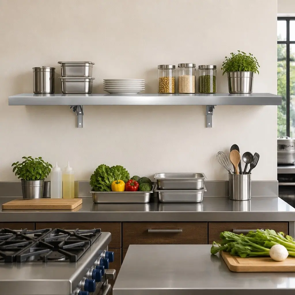 Wall Shelf Stainless Steel 1200x300mm Silver Floating Kitchen Storage Rack