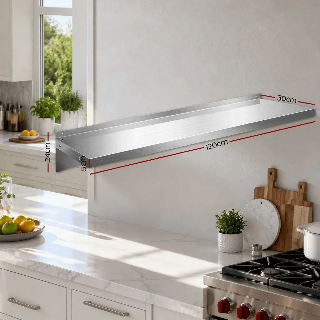 Stainless Steel Wall Shelf 1200mm Silver