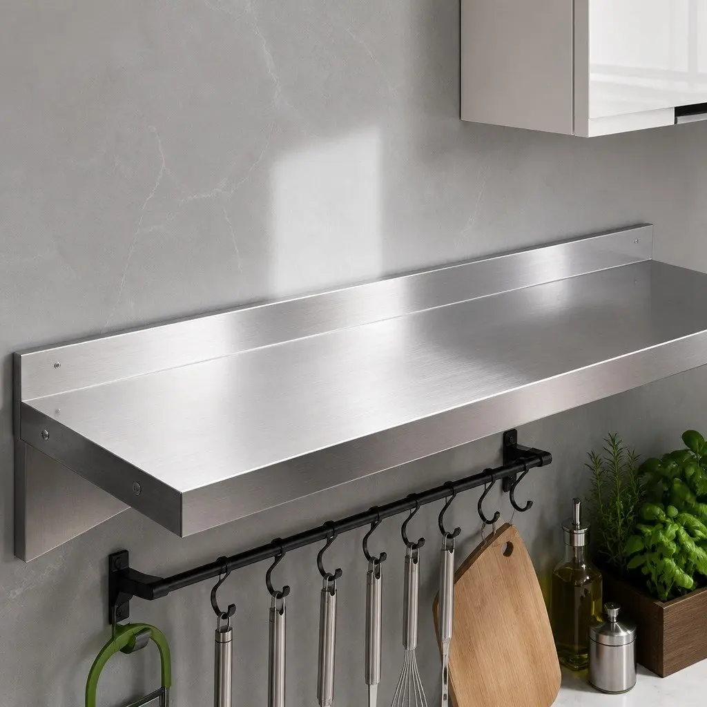 Stainless Steel Wall Shelf 1200mm Silver