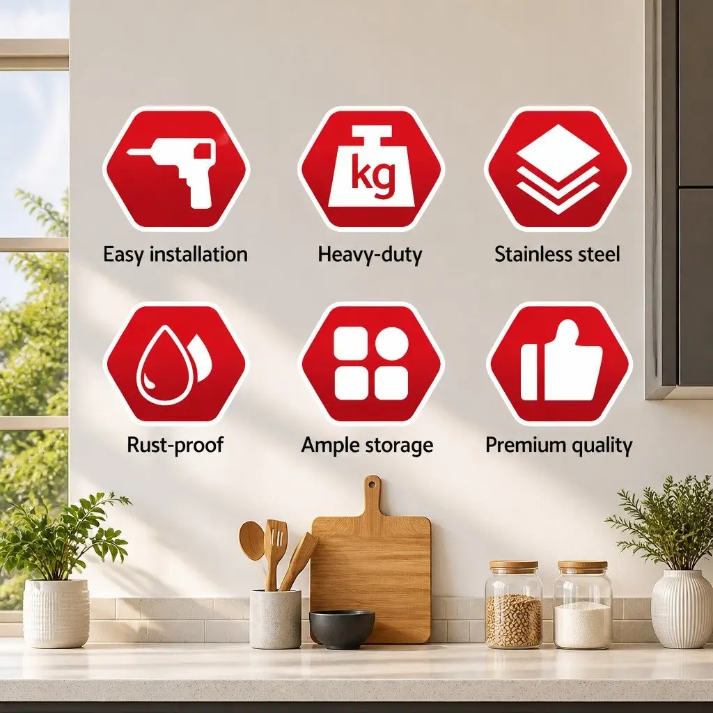 Wall Mounted Shelf Heavy Duty Stainless Steel 1800mm Silver Storage Unit