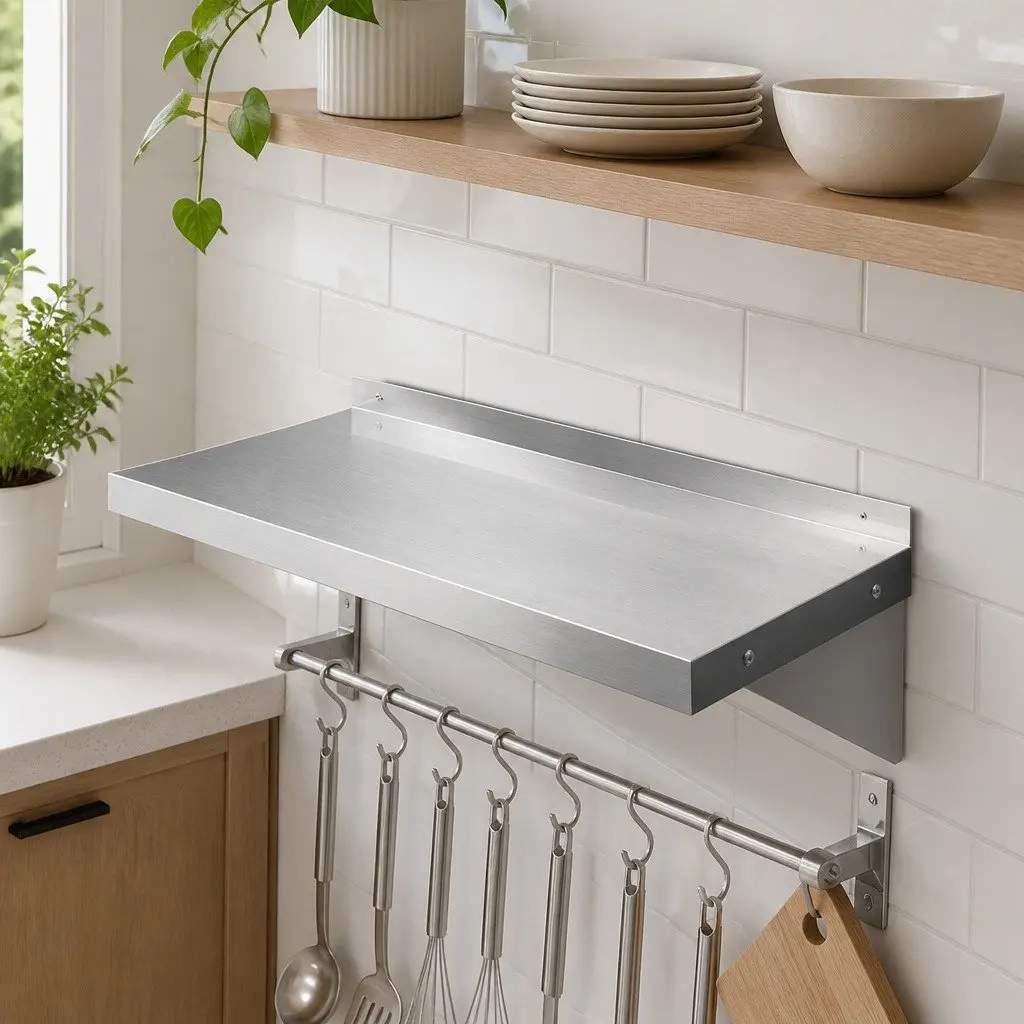 Stainless Steel Kitchen Wall Shelf 900mm Silver Heavy Duty Mounted Rack Storage Display
