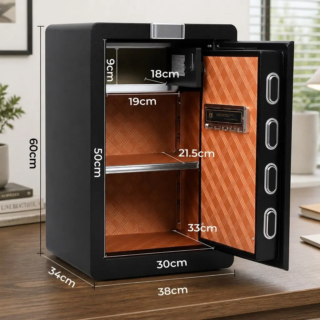 60L Steel Fingerprint Security Safe Box Digital Lock Black