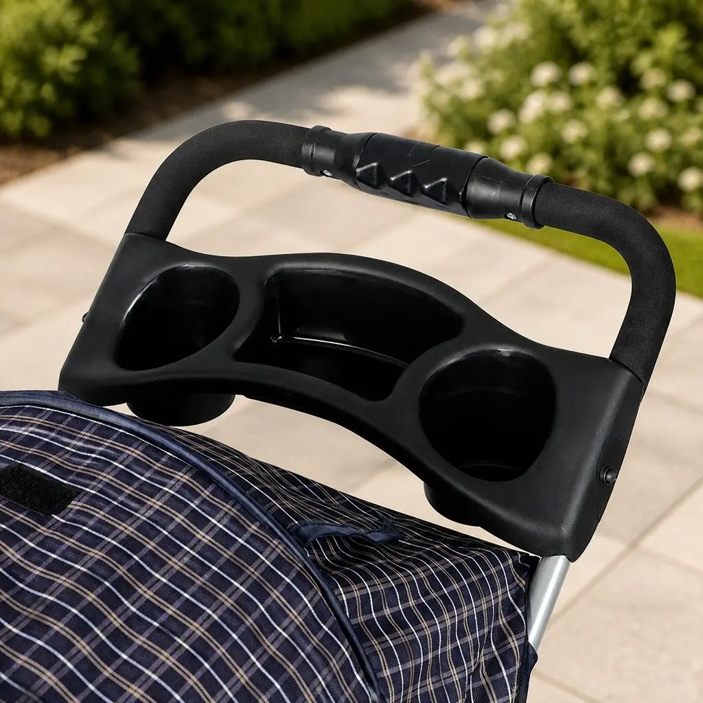 Large Pet Stroller Dog Cat Carrier Plaid Foldable Pram One-Step Fold Wheel
