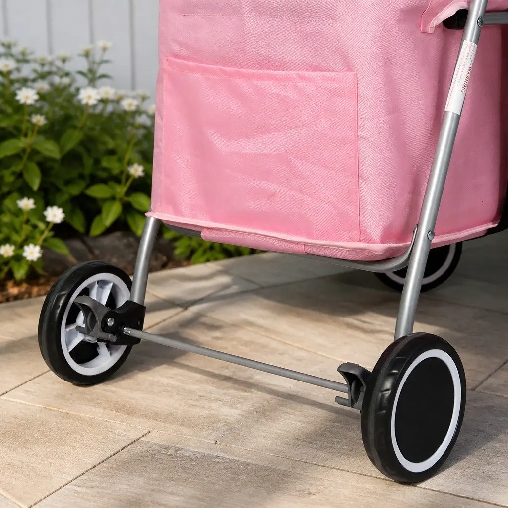 Pet Stroller Foldable Steel 45cm W x 69cm D x 92cm H Pink