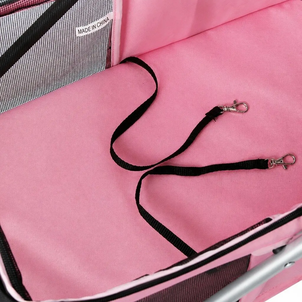 Pet Stroller Foldable Steel 45cm W x 69cm D x 92cm H Pink
