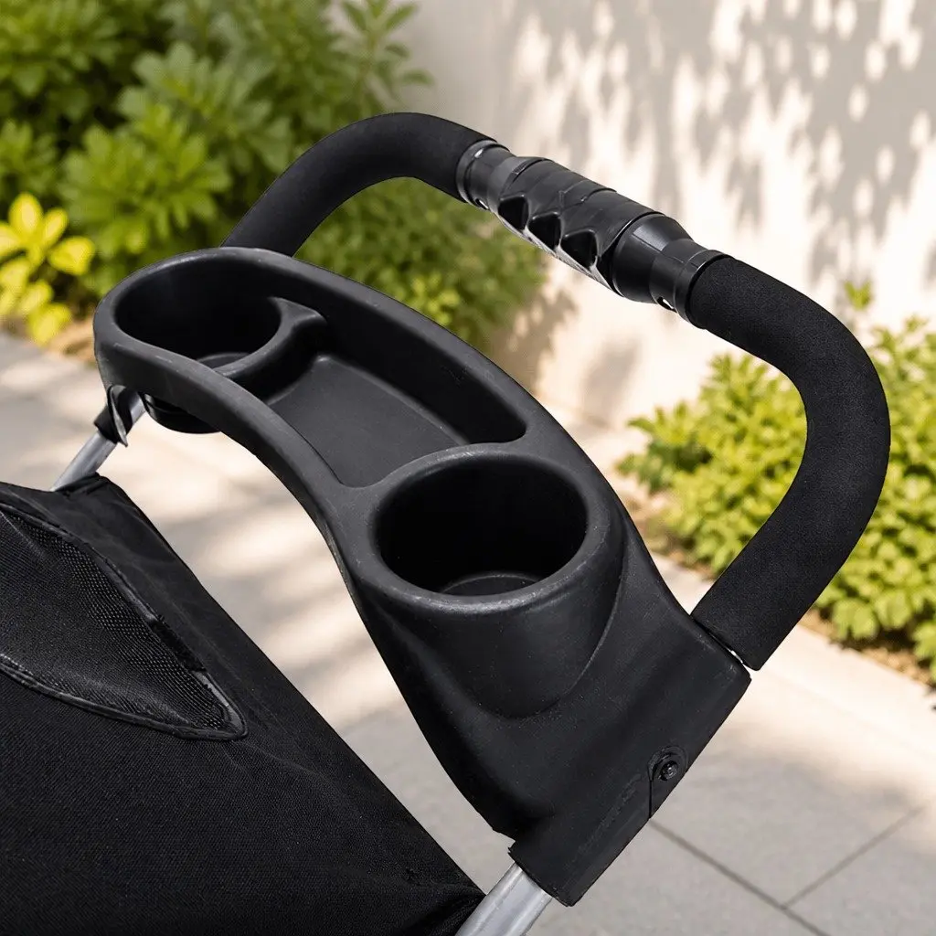 Pet Stroller Dog Cat Carrier Pram Elevated Design Foldable Wheels Basket
