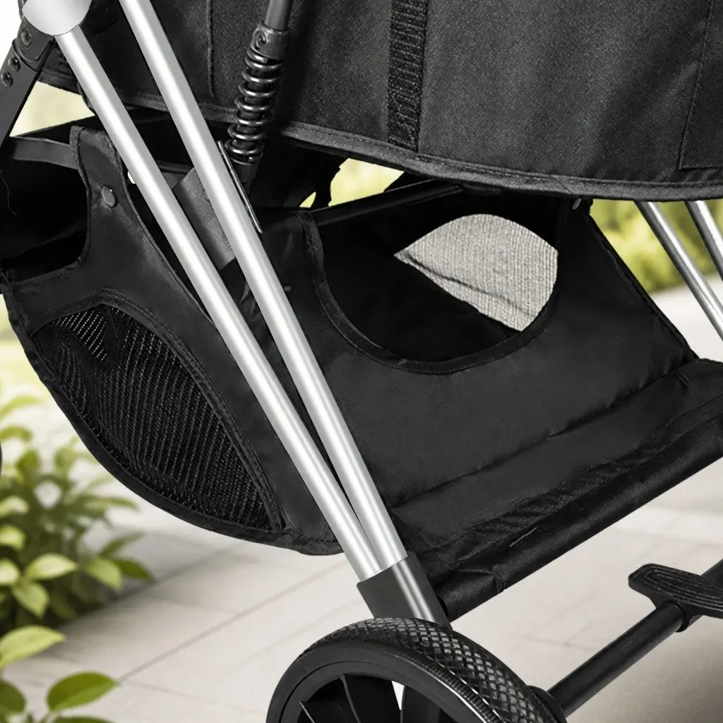 Pet Stroller Aluminium Alloy Foldable 87cm x 60cm x 101cm Grey and Black