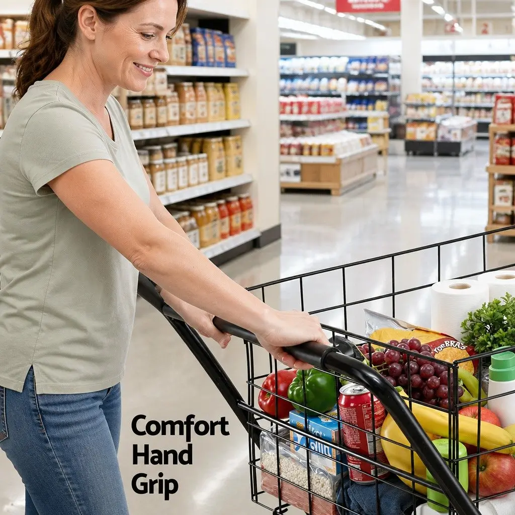 Foldable Shopping Trolley Cart Metal Black 75cm L x 95cm W x 62.5cm H