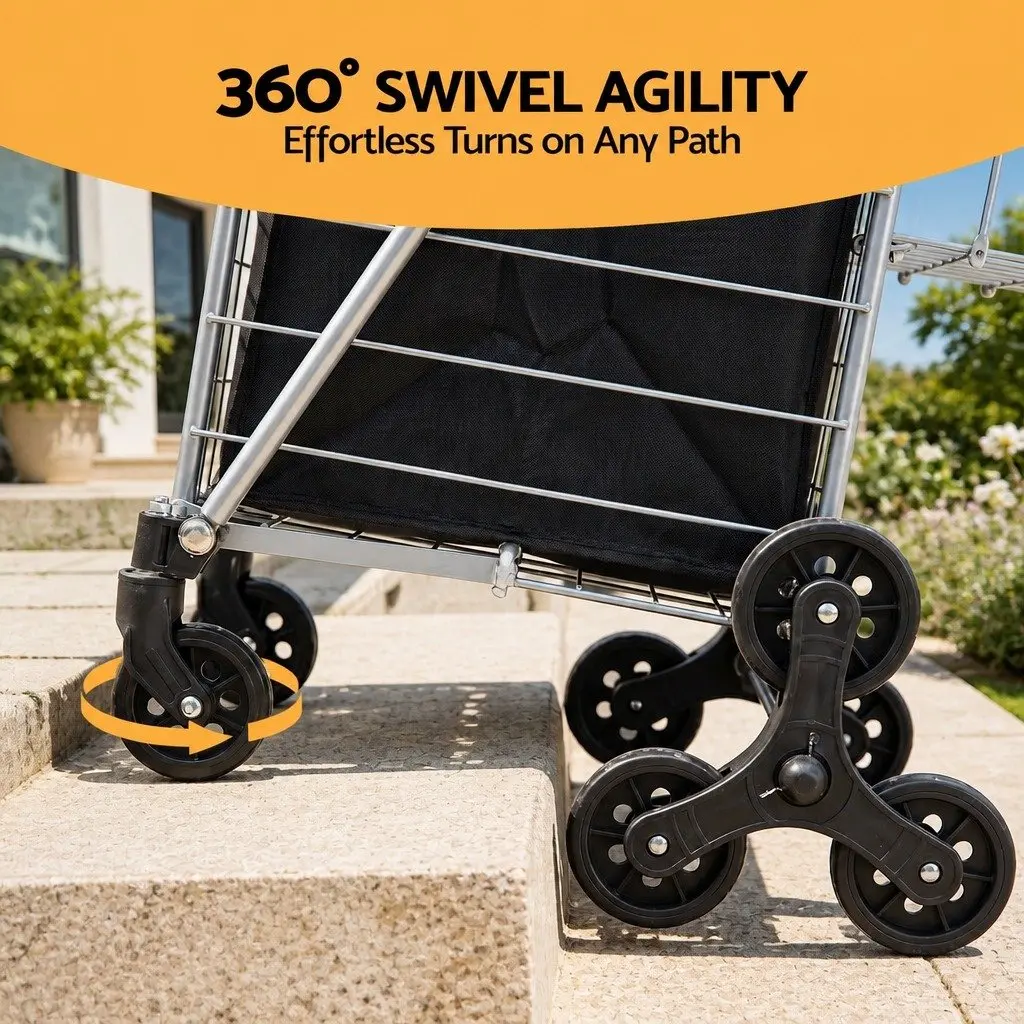 Folding Shopping Trolley Aluminium Silver Utility Cart
