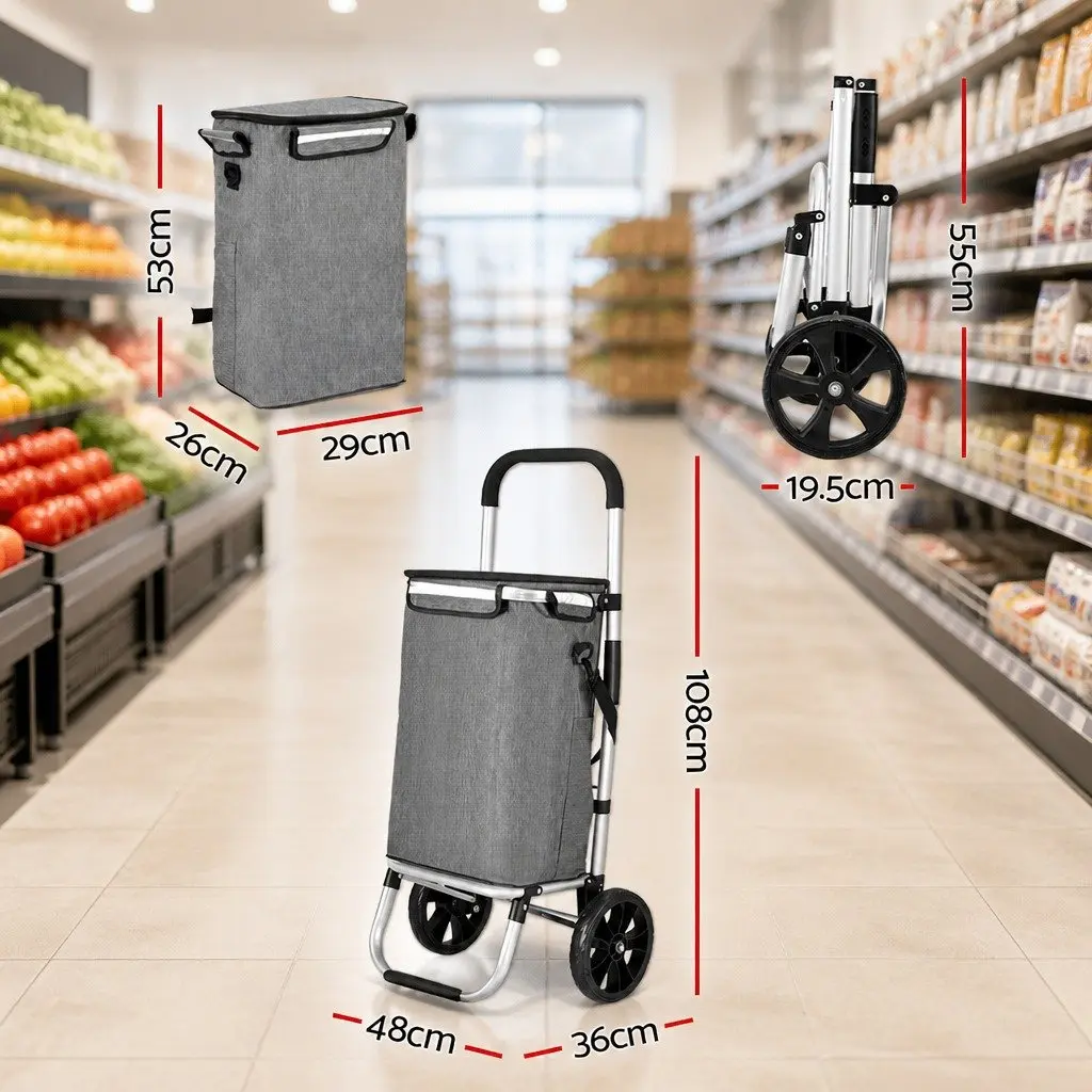 Shopping Trolley Cart Foldable Lightweight Portable Grocery Basket 45KG Capacity