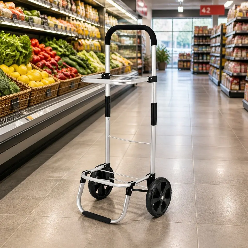 Shopping Trolley Cart Foldable Lightweight Portable Grocery Basket 45KG Capacity