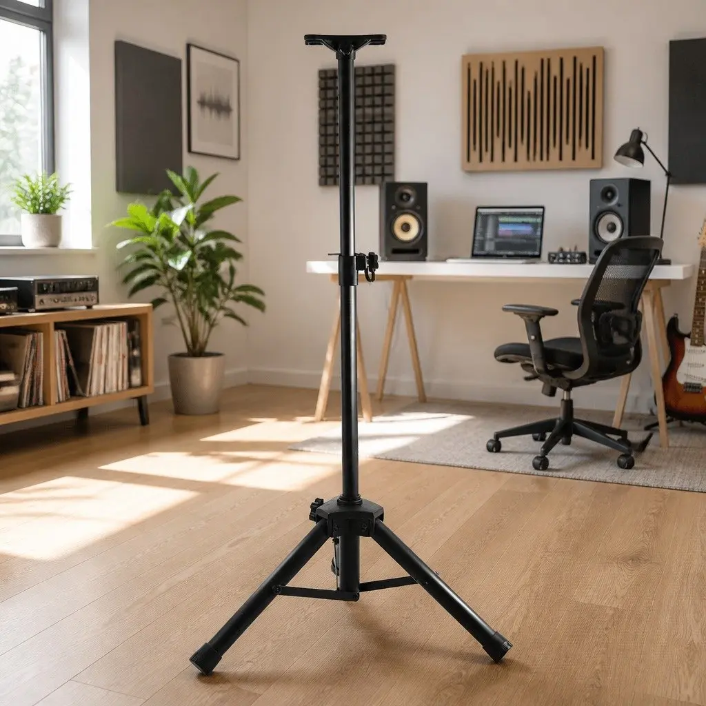 Adjustable Tripod Speaker Stand Pair Iron Black 65-120cm Height Professional Sound