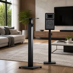 Speaker Stand Adjustable 70-117cm Height Monitor Surround Audio 2pcs Black