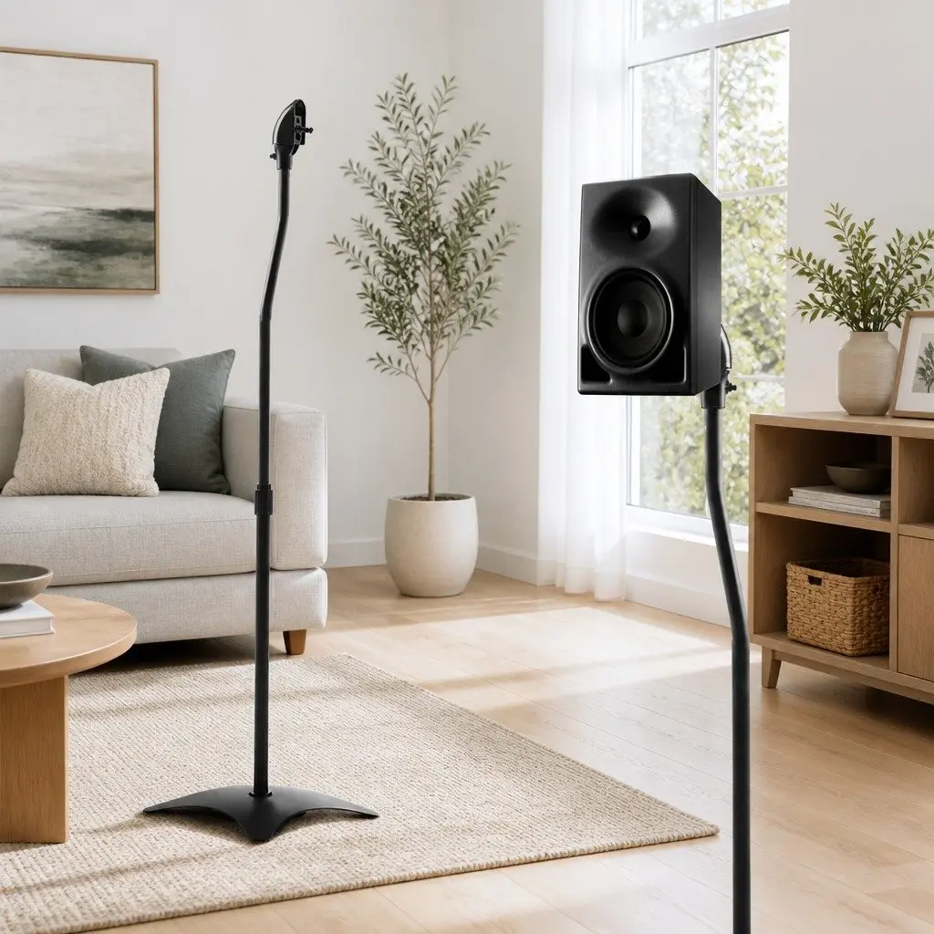 Speaker Stand Adjustable Height 75-112cm Steel Black 2 Piece