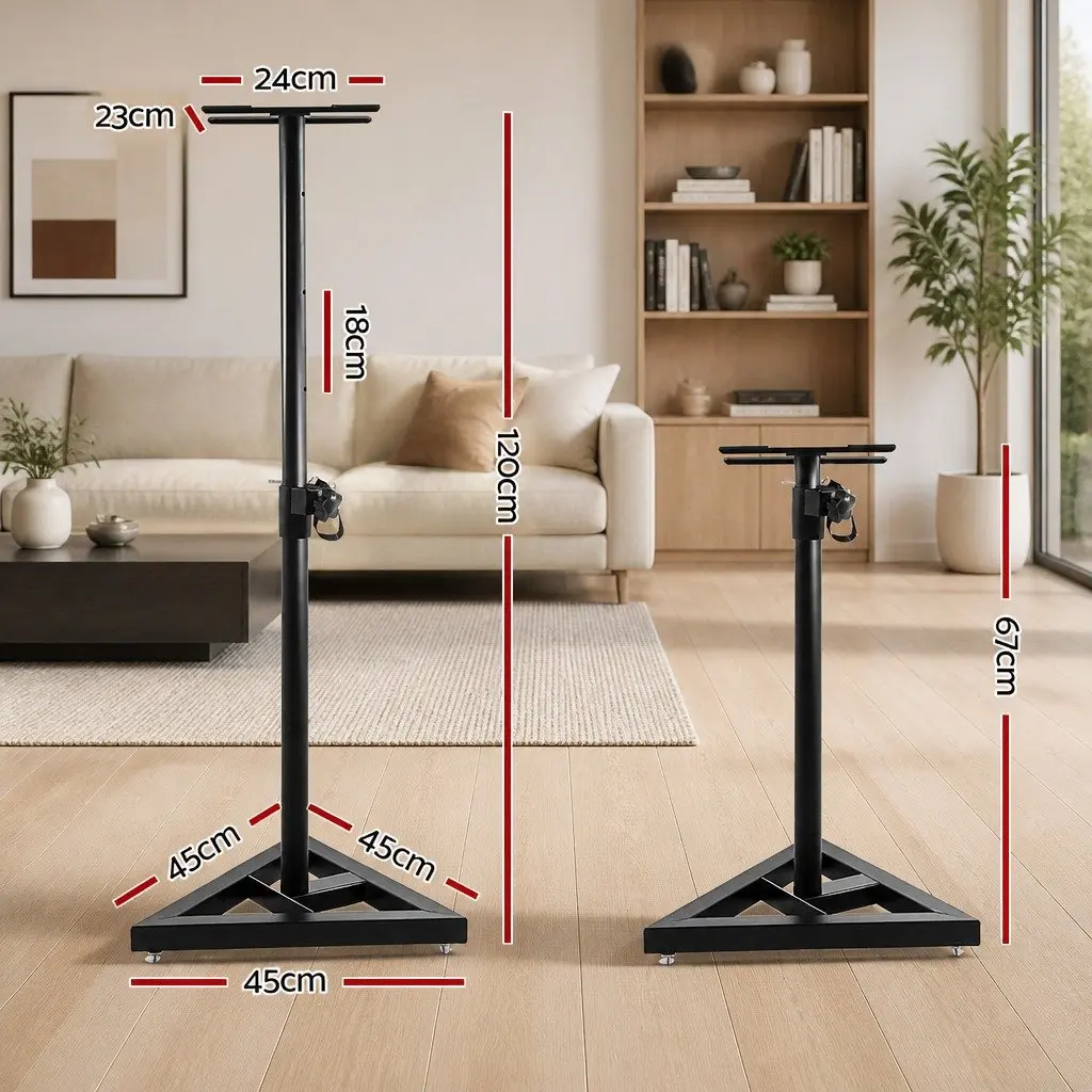 Speaker Stand Steel Adjustable Height 67-120cm Black 2 Piece