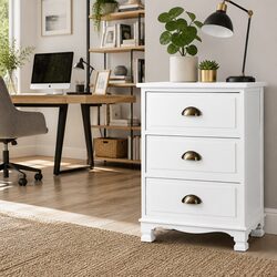 Practical 3-Drawer White Nightstand for Everyday Use