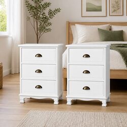 Practical Bedside Table with 3 Drawers for Modern Homes
