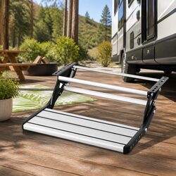 Manual Caravan Step Folding RV Entry Stair 200kg Capacity Non-Slip Aluminium