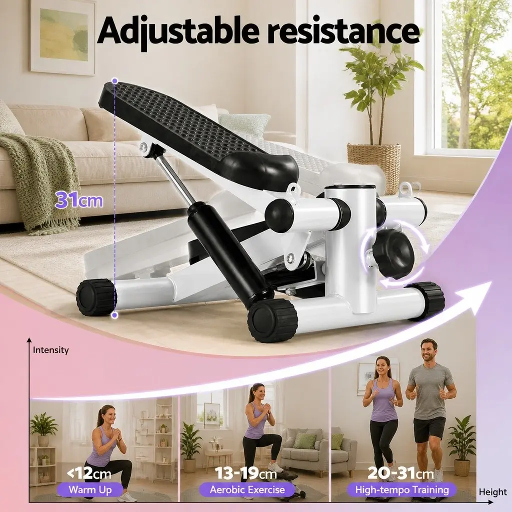 Mini Stepper Hydraulic Resistance Compact Home Workout Black