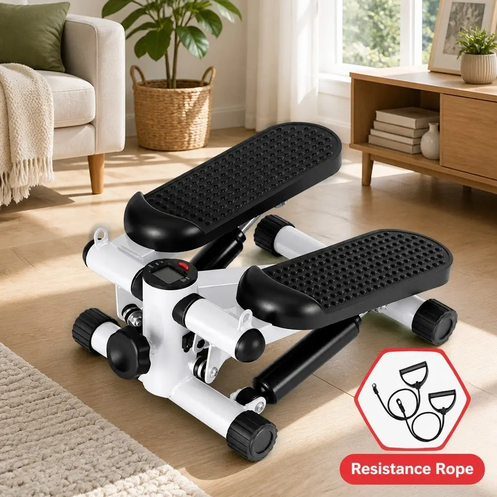 Mini Stepper Hydraulic Resistance Compact Home Workout Black