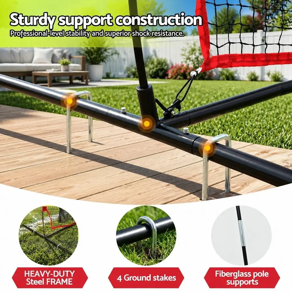 Football Training Net Portable Soccer Goal 1.8m Red High-Density Mesh Five Target Rebounder Practice Net