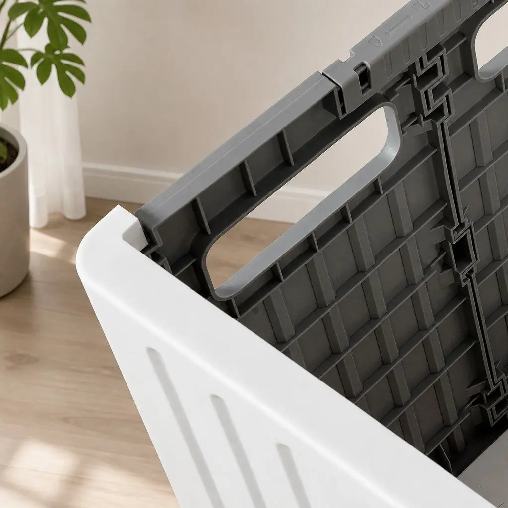 Folding Shopping Trolley Cart Collapsible PP Crate Aluminium Handle TPR Wheels 42cm L Black Green Pink White Grey