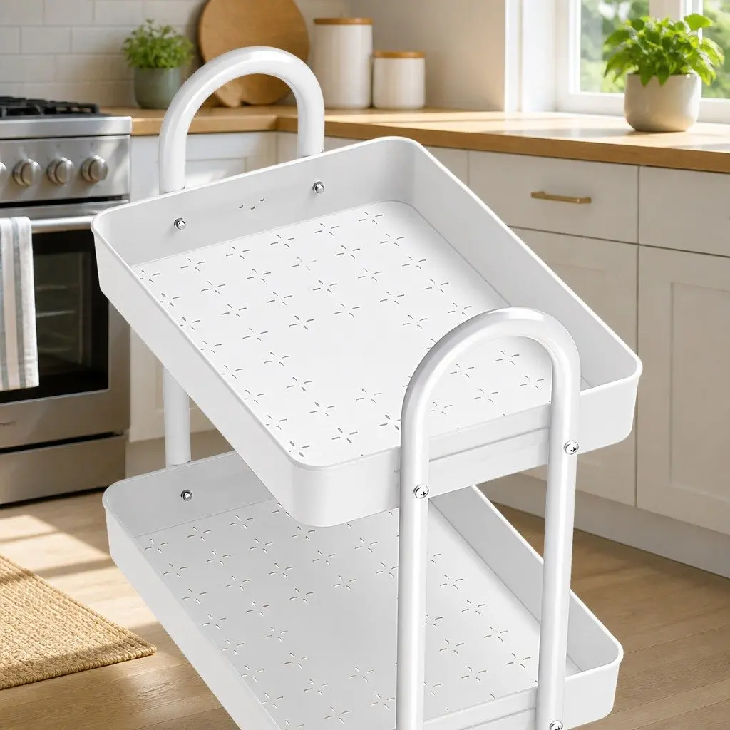 Storage Trolley Kitchen Cart 3 Tier Rack Rolling Wheels Organiser Yellow