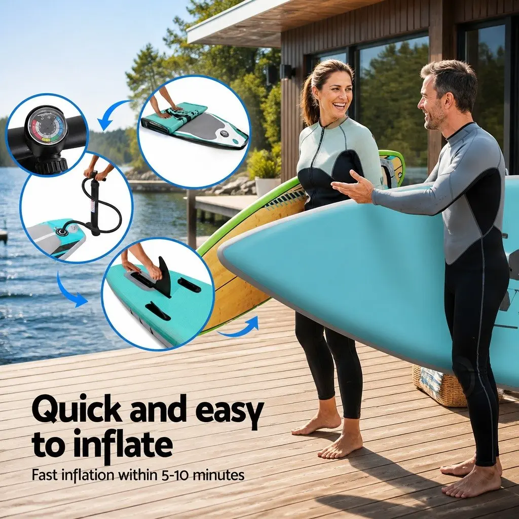 Inflatable Stand Up Paddle Board 10.5ft Drop-Stitch Core Green