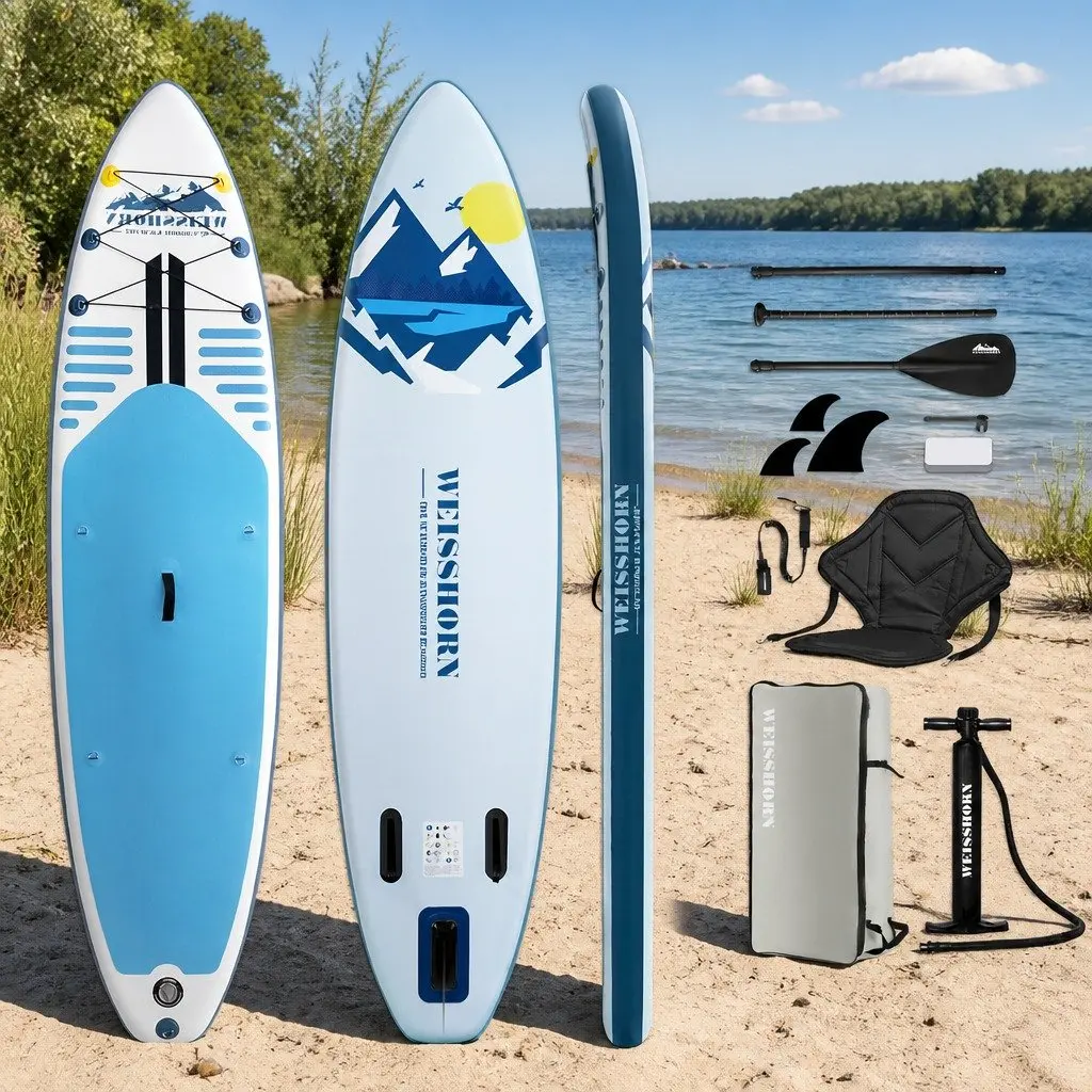 Inflatable Stand Up Paddle Board 10.6ft Drop-Stitch Core Blue and White
