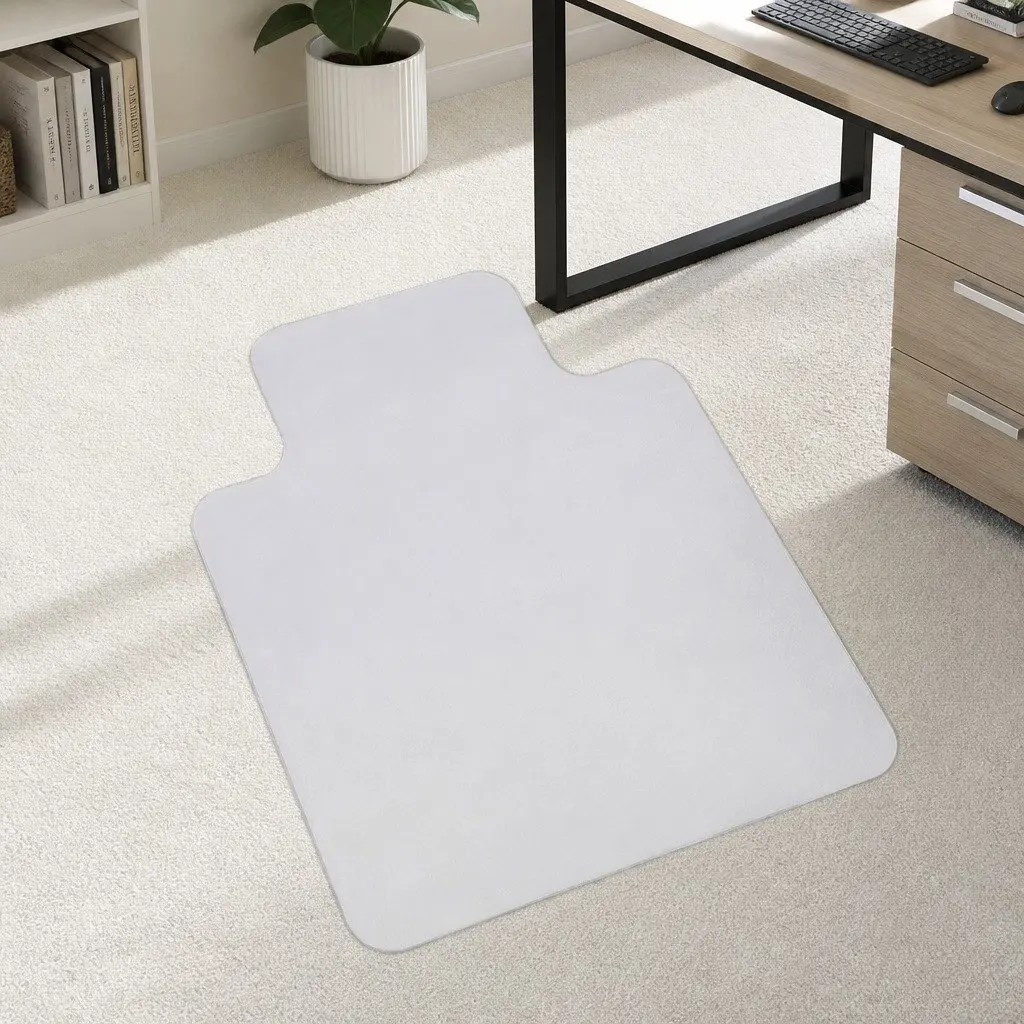Chair Mat PVC 135cm x 114cm Black Clear Hard Floor Protector Anti-Scratch Gripper Back
