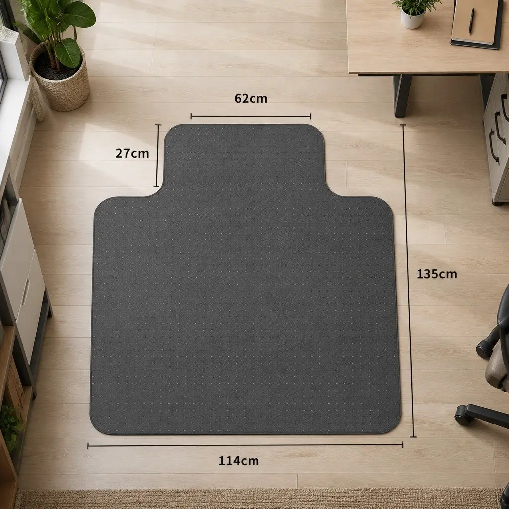 Chair Mat PVC Plastic 135cm x 114cm Black Clear Hard Floor Carpet Protector