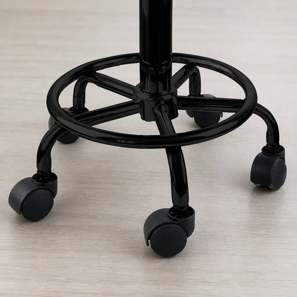 Salon Stool PU Leather Seat Height Adjustable Black 360-Degree Swivel