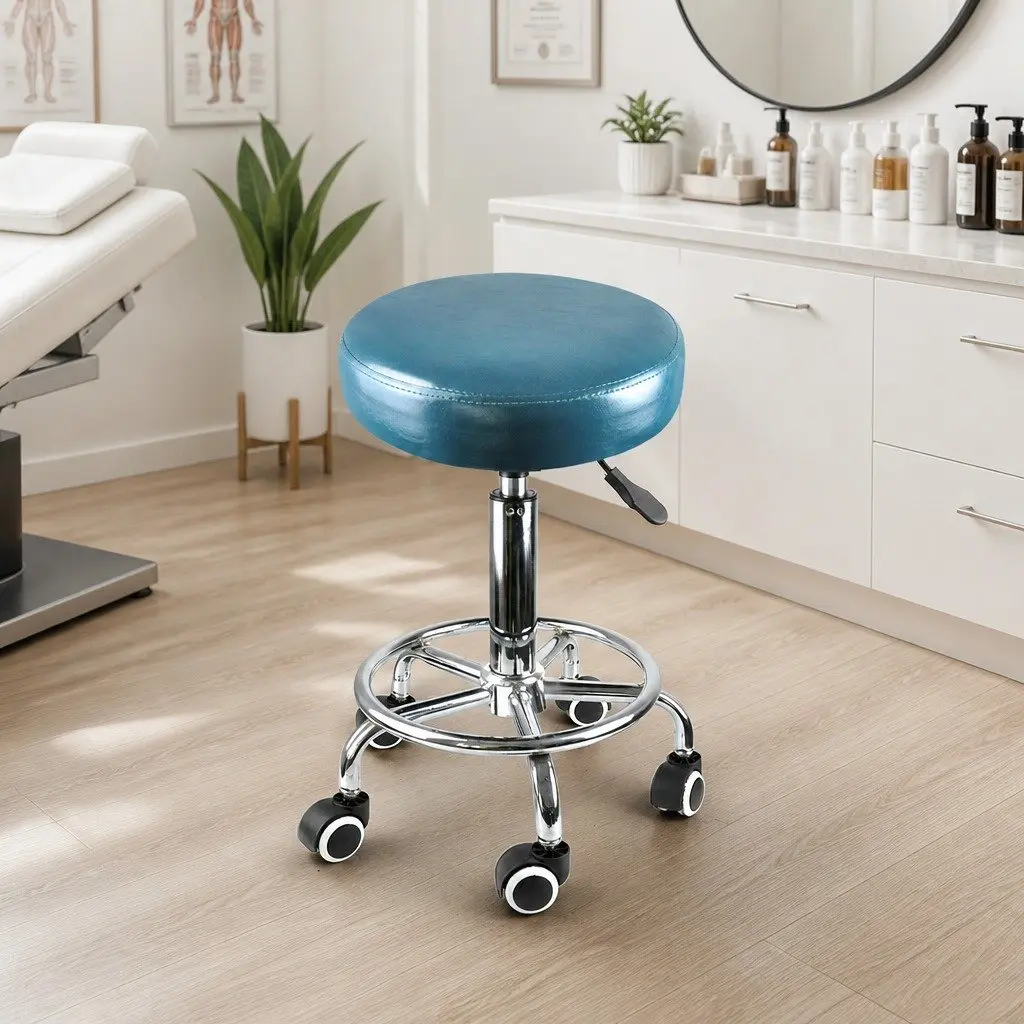 Salon Swivel Stool PU Leather Height Adjustable 51 to 69cm Teal
