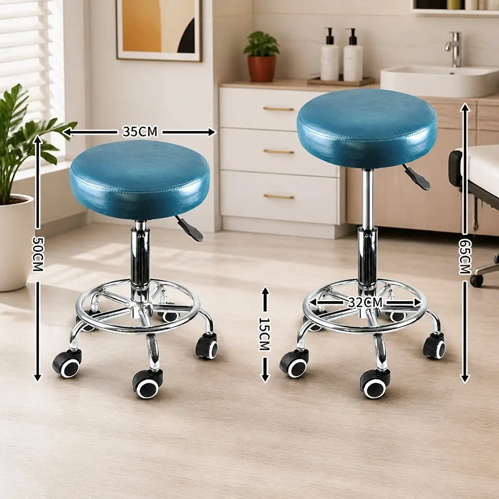 Salon Swivel Stool PU Leather Height Adjustable 51 to 69cm Teal