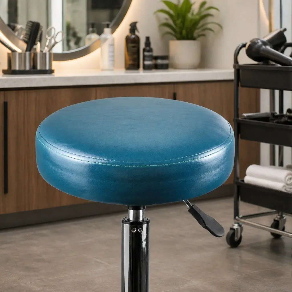 Bar Stools Swivel Stool PU Leather Seat Teal Height Adjustable Office Spa Massage Room