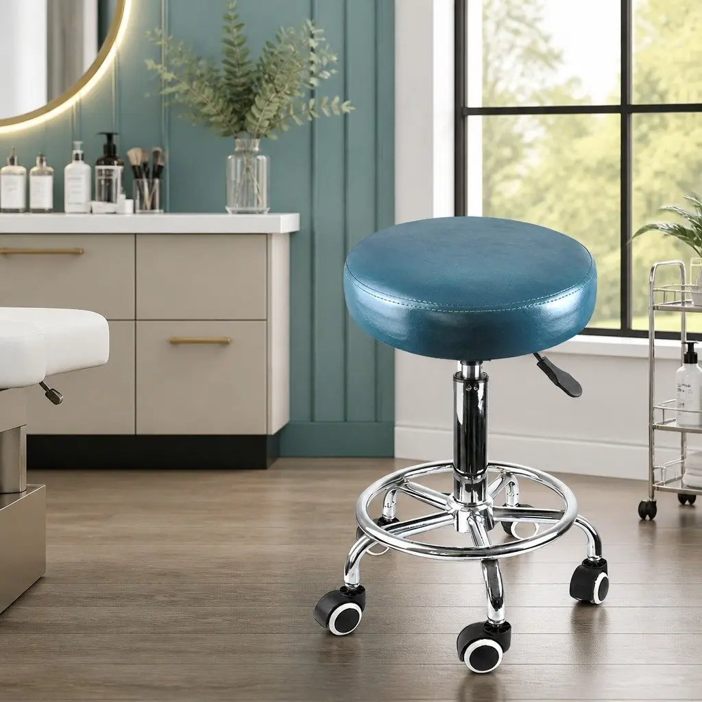 Bar Stools Swivel Stool PU Leather Seat Teal Height Adjustable Office Spa Massage Room