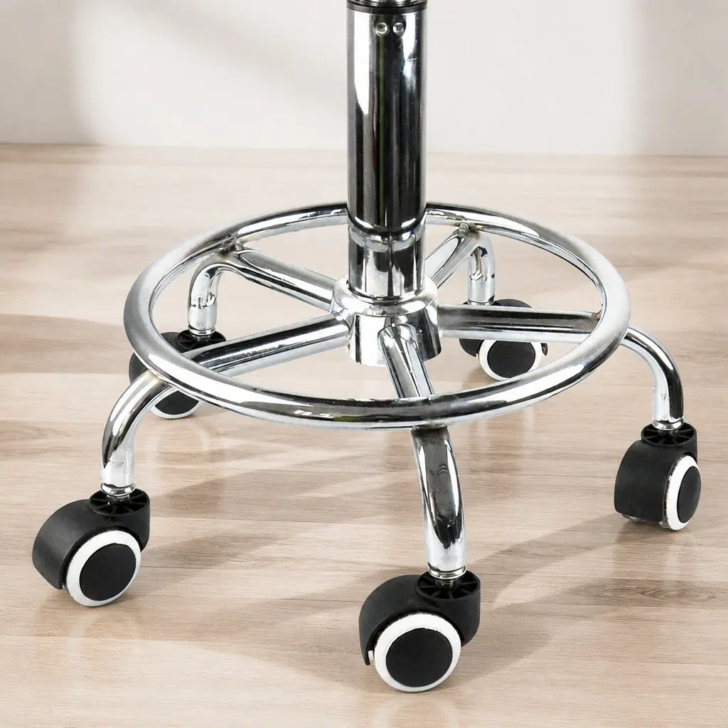 Salon Stool PU Leather Hydraulic Gas Lift 360 Degree Swivel White
