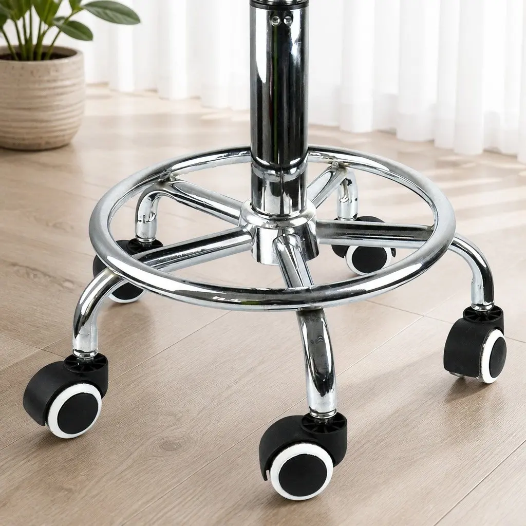 Salon Stool PU Leather Height Adjustable 360° Rotation White