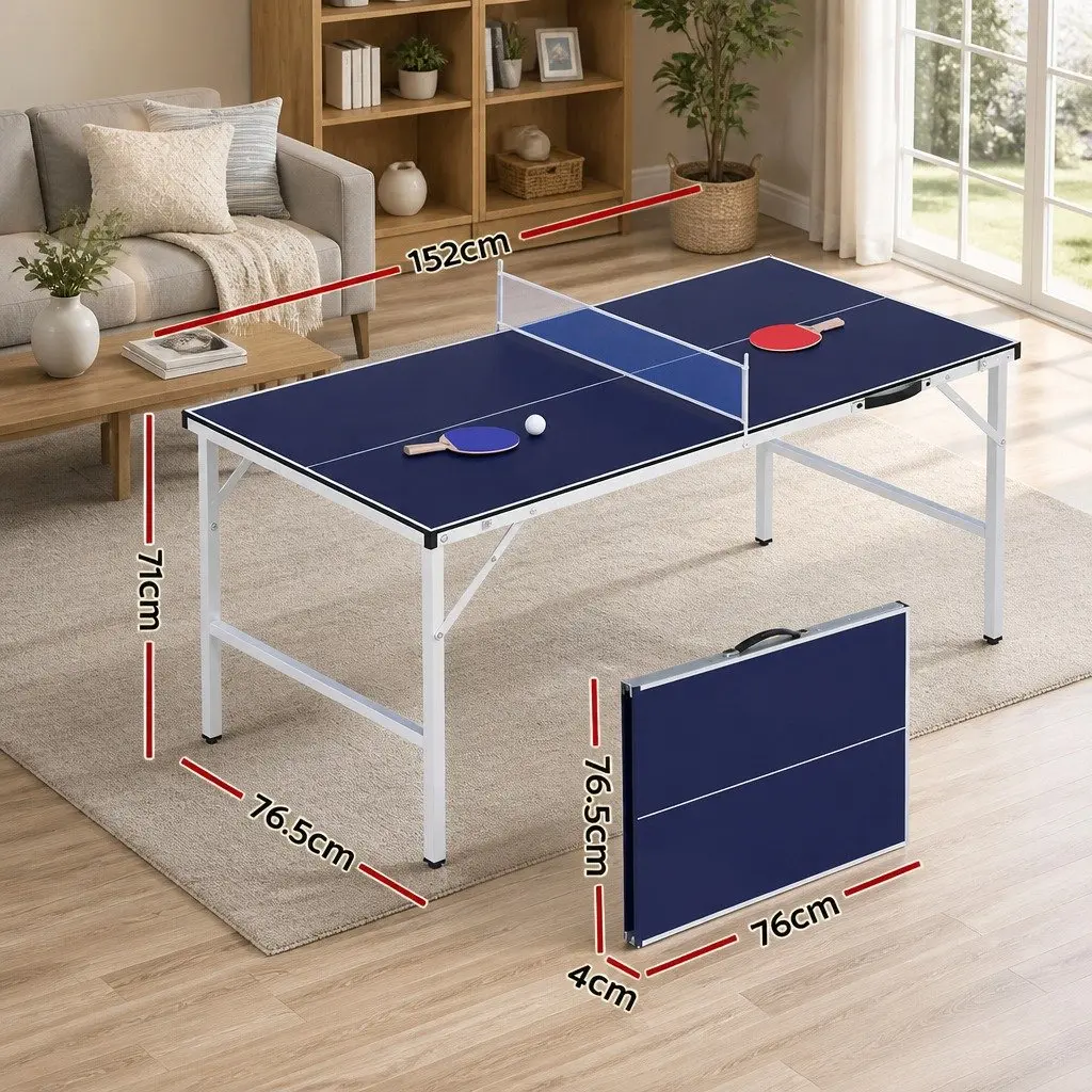 Table Tennis Table Portable Foldable MDF Metal 152cm Blue Indoor