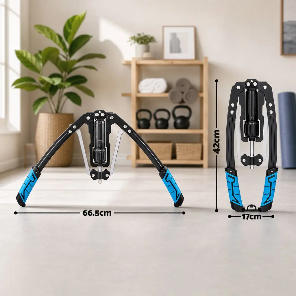 Hydraulic Arm Exerciser Adjustable Resistance 10-200kg Carbon Steel Compact Blue Black