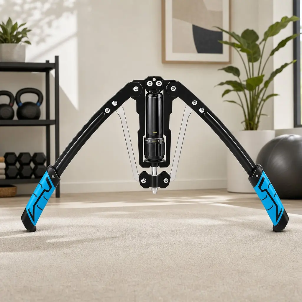 Hydraulic Arm Exerciser Adjustable Resistance 10-200kg Carbon Steel Compact Blue Black