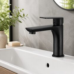 Practical Black Basin Mixer Tap for Everyday Use