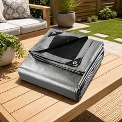 Heavy Duty Poly Tarp 3.6x6m Waterproof Canvas Camping Caravan Sun Cover Silver